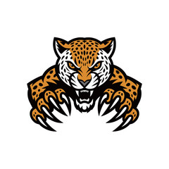 Fototapeta premium leopard attacking pose with claws design logo