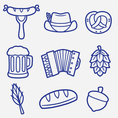 set of gemany with outline style good for icon, symbol, coloring page, element design, etc