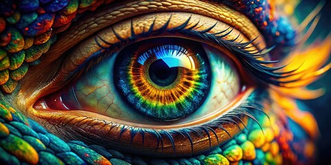 Obraz premium Aerial Eye Closeup: Mesmerizing Gaze, AI Generated Art