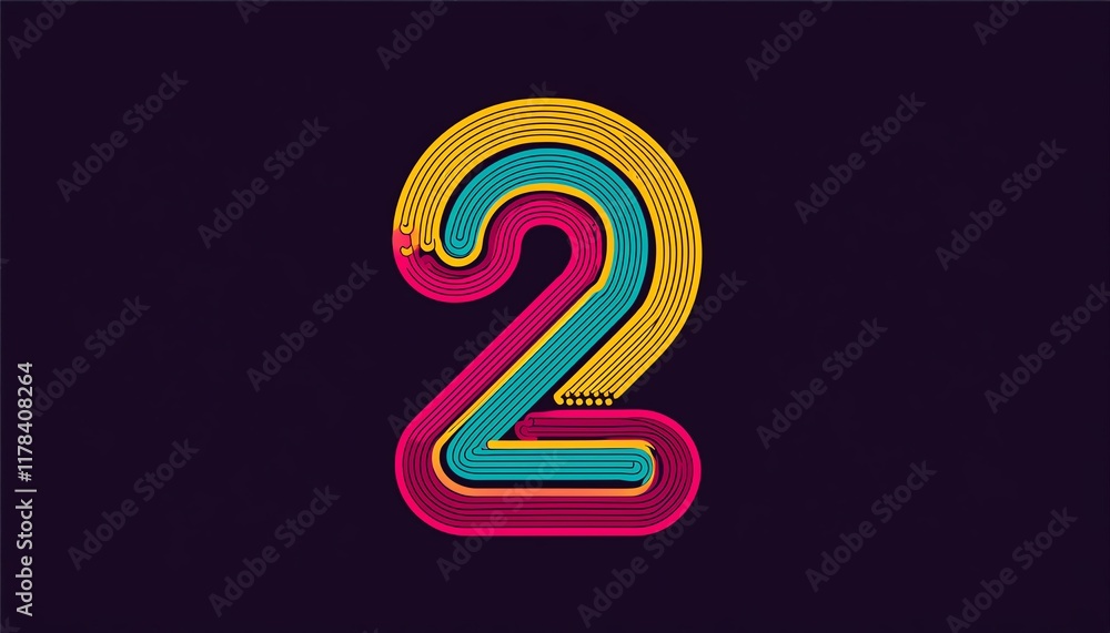 Poster a colorful, stylized number 