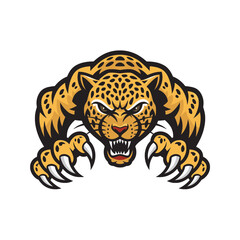 leopard attacking pose with claws logo illustration
