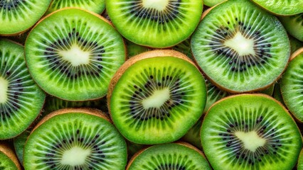Aerial Photography: Kiwi Slices with Seeds, Green, Round, Close-up
