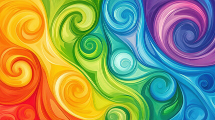 Obraz premium Vibrant Rainbow Swirls Abstract Background for Art and Fashion Design, Dynamic Creativity Energy Boost
