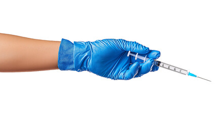 hand holding a syringe isolated