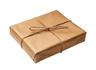 craft paper covered gift box isolated on white