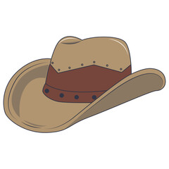 Cartoon Cowboy Hat Illustration Isolated on White Background.