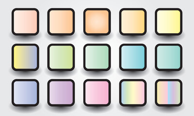 Collection of gradient pastels colour pallet. Colour palette trends for illustration