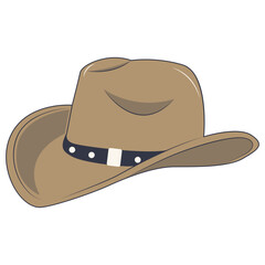 Cartoon Cowboy Hat Illustration Isolated on White Background.
