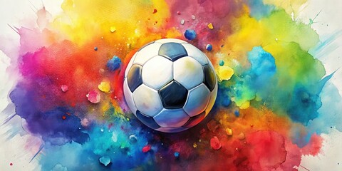 Aerial Soccer Ball Watercolor Abstract Art