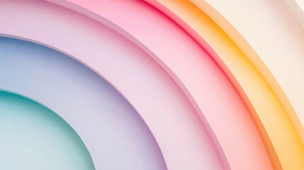 Minimalist gradient rainbow composition with soft pastel colors. smooth curves create calming and harmonious visual effect, perfect for modern design projects