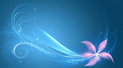 Abstract Blue Background With Pink Flower Design