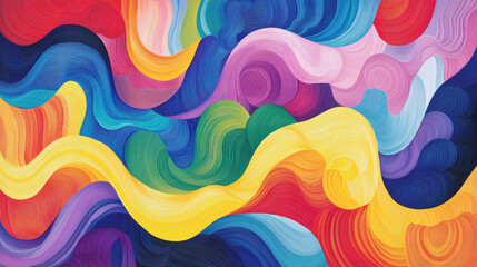 Obraz premium Vibrant Rainbow Swirls Abstract Background for Art and Fashion Design, Dynamic Creativity Energy Boost