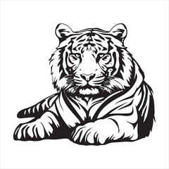 Tiger silhouette vector art illustration.  