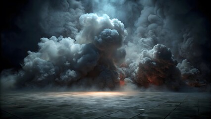 White smoke or fog flowing across the floor creates a mysterious and ethereal atmosphere. This effect is perfect for enhancing the ambiance of theatrical productions, photo shoots, or special events