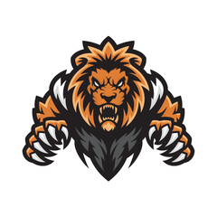 Fototapeta premium lion head pose design flat illustration logo