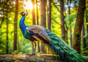 Obraz premium AI Peacock in the Woods - Documentary Style