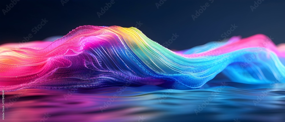 Poster colorful abstract waves of light flowing in a dark background creating a stunning visual display of 