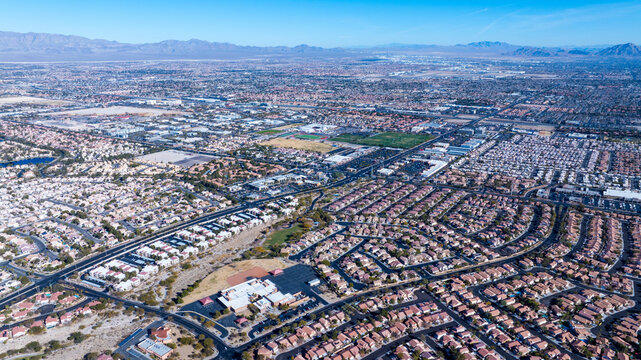 Top-Down View of Las Vegas Residential Neighborhood