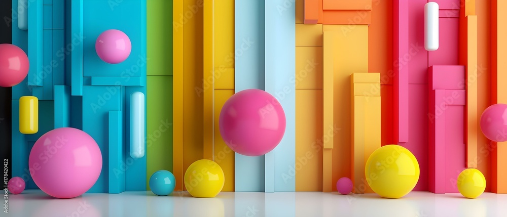 Poster colorful abstract background with floating shapes for modern artistic designs and creative projects