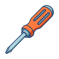 screwdriver hand tool equipment flat color vector illustration template design