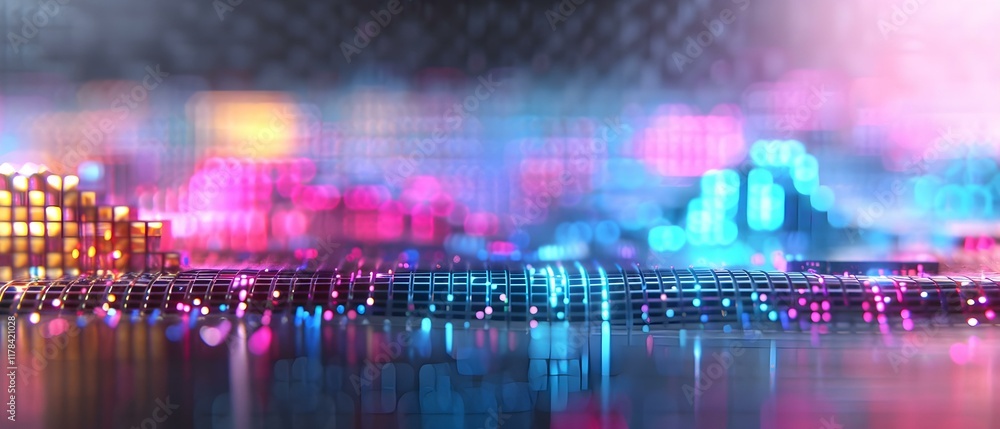 Poster Abstract Colorful Light Reflection with Geometric Shapes and Patterns Illustrated in Digital Art Style
