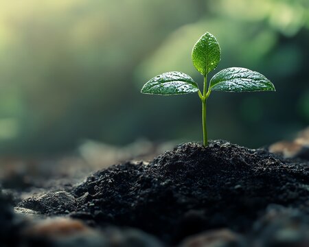 Business growth concept with a seedling turning into a tree