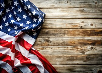 Fototapeta premium American Flag on Whitewashed Wood - USA Holiday Banner Design