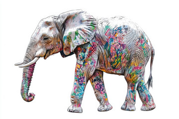 Fototapeta premium colorful elephant illustration with vibrant patterns and details