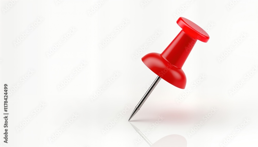 Poster Red pushpin on transparent background. Modern symbol for location direction. Isolated graphic design element. Suitable for maps, apps, website interfaces. Simple, vibrant design perfect for