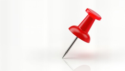 Red pushpin on transparent background. Modern symbol for location direction. Isolated graphic design element. Suitable for maps, apps, website interfaces. Simple, vibrant design perfect for