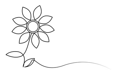 flower continuous one line drawing vector illustration
