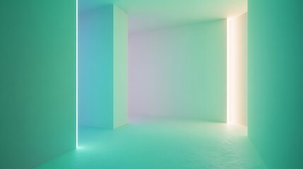 Abstract Pastel Room With Neon Light Accents