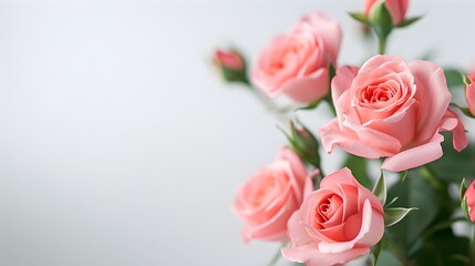 Pink roses on white background Banner HD Valentine's Day Lovers, Dating, Love, Romance, Flowers, Floral