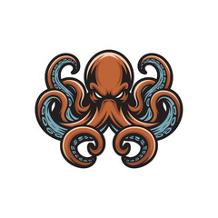octopus fierce design logo illustration on white background
