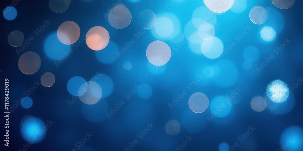 Poster celestial blue bokeh: abstract background image featuring a mesmerizing array of out-of-focus blue a