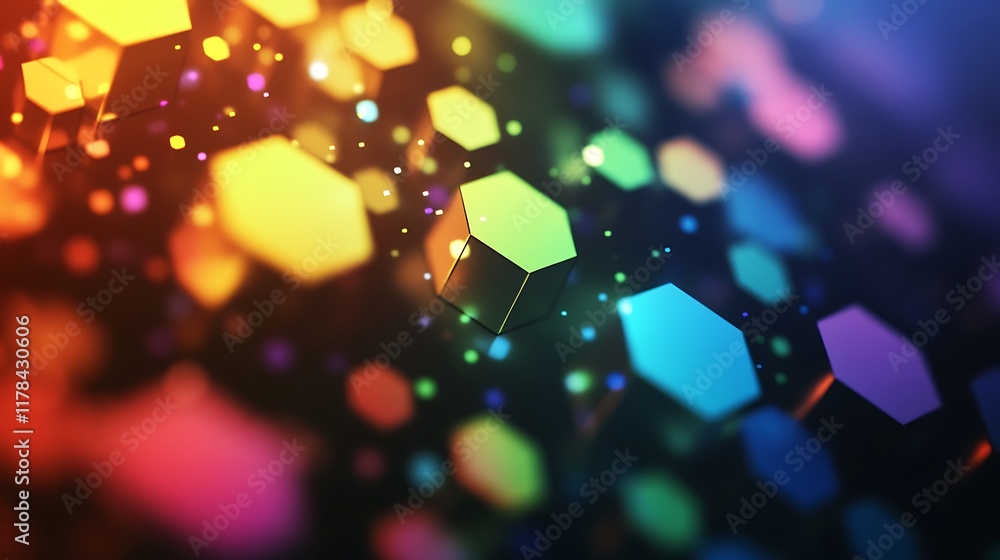 Poster abstract colorful hexagonal geometric shapes background