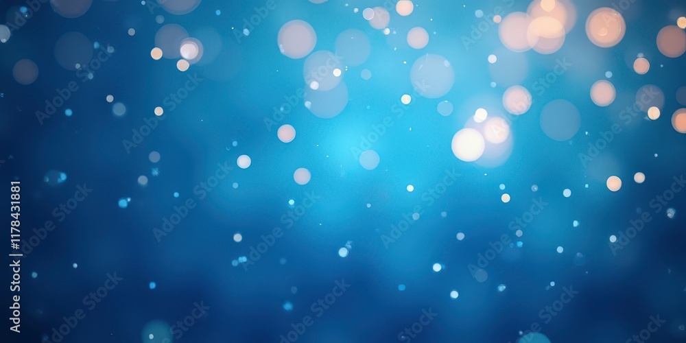 Poster celestial blue bokeh: abstract background with shimmering blue bokeh lights and subtle sparkles, per