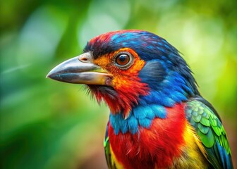 Barbet Bird Portrait with Copy Space, AI Art, Nature Photography