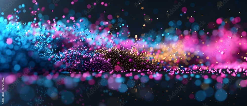 Poster colorful glitter particles in motion creating a mystical abstract background for creative projects a