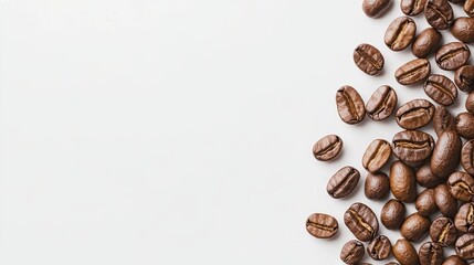 Obraz premium Artful Arrangement of Coffee Beans Creating Unique Pattern on White Background
