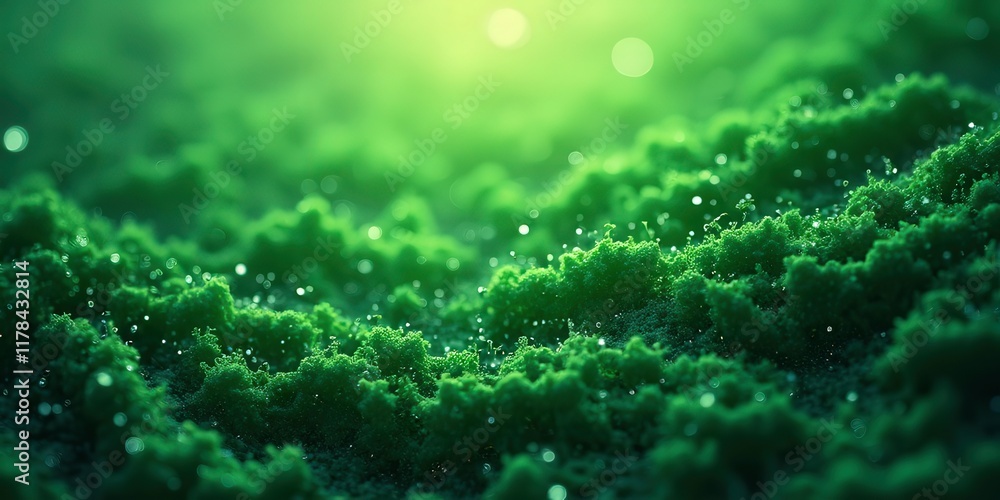 Poster emerald dreamscape: a mesmerizing abstract image, evoking a sense of tranquility and wonder. lush gr