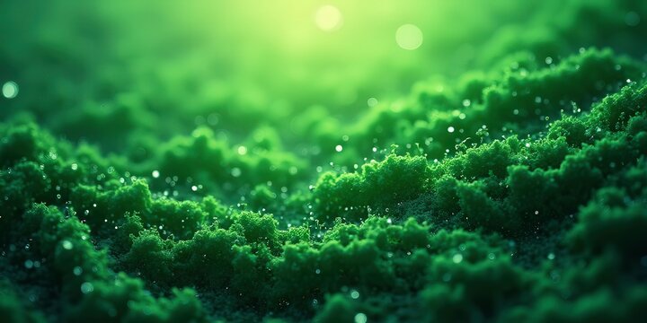 Emerald Dreamscape: A mesmerizing abstract image, evoking a sense of tranquility and wonder. Lush green textures create a captivating depth, while soft, ethereal light dances across the surface.  