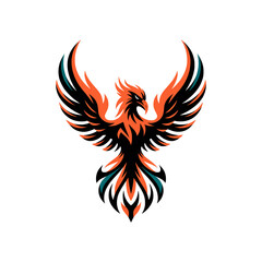phoenix fire design logo illustration on white background