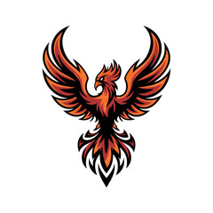 Naklejka premium phoenix fire flying design logo illustration
