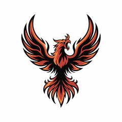 Fototapeta premium phoenix fire flying design logo illustration on white background