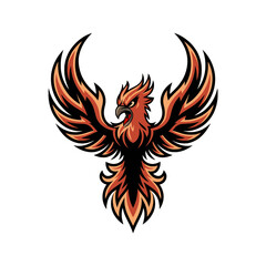 Naklejka premium phoenix fire flying design logo on white background