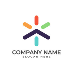 An upward-pointing arrow with vibrant colors symbolizes progress and innovation. The design exudes energy and creativity, ideal for tech, education, or any brand focused on growth and positive change.