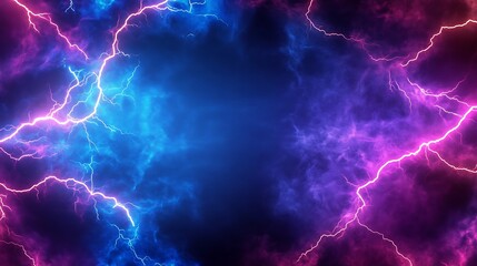 Vivid Blue And Purple Lightning Storm Background