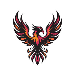 phoenix fire flying design logo