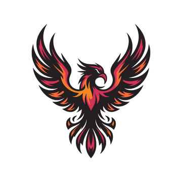 phoenix fire flying design logo